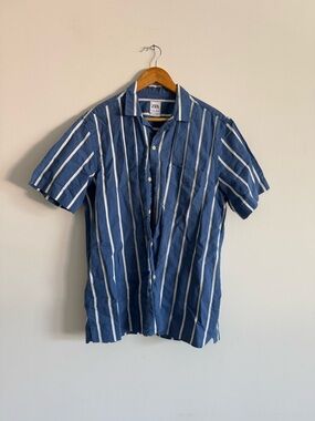 ZARA Boxy Blue & White Stripe Short-Sleeve Shirt
